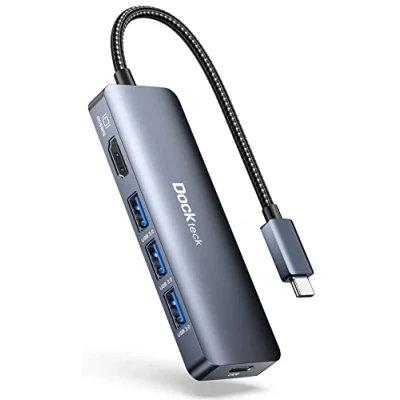 Immagine di Dockteck Hub USB C, 5 IN 1 Adattatore con 4K 60Hz HDMI, 100W PD e 3 Porte C 3.0 Dock per MacBook Pro/Air, iPad mini 6 DELL Xiaomi