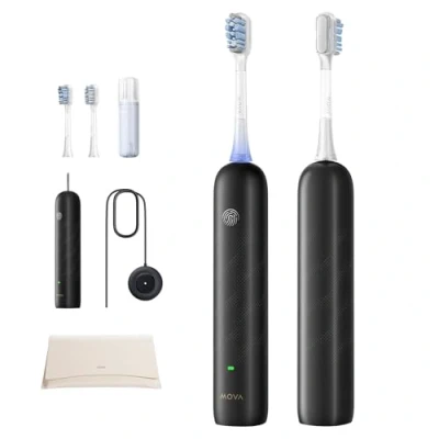 Immagine di dreame Mova Fresh Pro 3DClean Spazzolino elettrico conApp, Ricaricabile per adulti, 2 testine, custodia da viaggio, testina di ricambio 3in1 con supporto, 30giorni durata della batteria, Nero Opaco