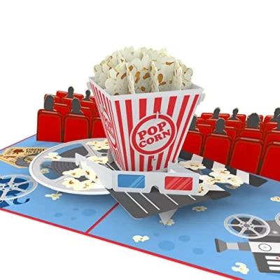 Immagine di MOKIO® Biglietto Auguri Pop Up buono cinema regalo 3D per biglietti del cinema, invito una visita al un compleanno o come confezione