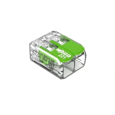 Immagine di WAGO 221 422 Morsetto flessibile: 0.14 4 mm² rigido: 0.2 Numero Poli (num): 2 100 pz. Trasparente, Verde