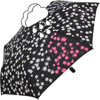 Immagine di Knirps Ombrello tascabile Slim Duomatic Paint Drops, Wetprint rosa, 90 cm, Floreale con effetto cambiacolore