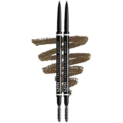 Immagine di NYX Professional Makeup Matita Sopracciglia, Micro Brow Pencil, a Doppia Punta, Automatica e Scovolino, Confezione da 2 Pezzi, Tonalità: Ash Brown