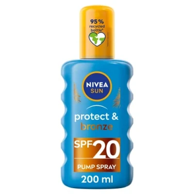 Immagine di NIVEA Sun Protect &amp; Bronze Spray SPF20 (200 ml), Bronzing Tanning Lotion with SPF20, Advanced Suncream Protection, Natural Pro Melanin Extract