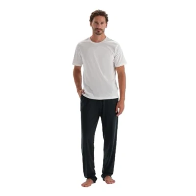 Immagine di Dagi Regular Waist Lined Jacquard Knitted Single Bottom, Fondo del Pigiama Uomo, Navy,