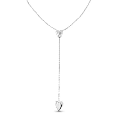 Immagine di UNOde50 Catenina in lega di metallo, placcata argento Sterling, Due cuori regolabili, Gioielli fatti a mano, Design originale
