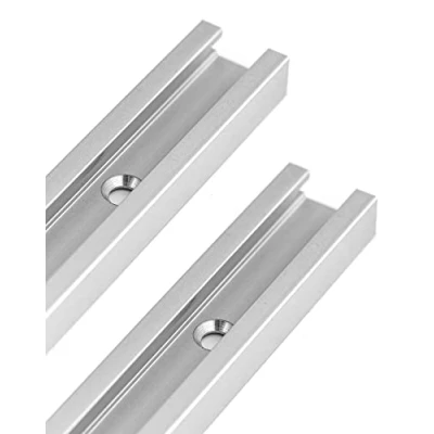 Immagine di QWORK® 300mm T Slot Track in Lega di Alluminio, con 6 Viti Autofilettanti per Router Table Saw Falegname, 19 x 10 mm, 2 Pezzi