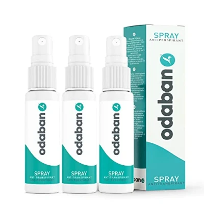 Immagine di ODABAN Deodorante spray anti traspirante contro la forte sudorazione, previene il sudore delle mani, ascelle e sudorazione su tutto corpo, senza profumo, 3 x 30 ml