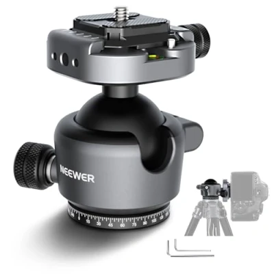Immagine di NEEWER GM41 Testa a Sfera per Treppiede Basso Profilo, Supporto Fotocamera Panoramico da 40mm con Piastra QR Arca 1/4&quot;, Compatibile Peak Design Capture Camera Clip, Rot.360/Incl.90, Max 22lb