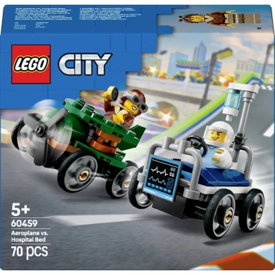 Immagine di LEGO City Pack Veicoli da Corsa: Aereo Contro Letto d’Ospedale Modelli di Auto Giocattolo con 2 Minifigure, Giochi per Bambini e Bambine 5 Anni Regali Divertenti Compleanni Feste 60459