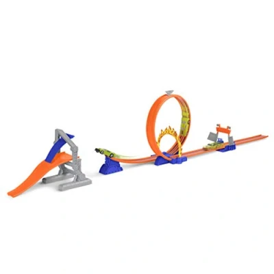 Immagine di Driven by Battat WH1112Z Set Stunt Jump Extreme 16pc Track Playset con anello di fuoco, rampa atterraggio, e 1 auto da corsa giocattoli per bambini dai 3 anni in su.