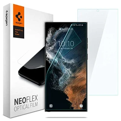 Immagine di Spigen NeoFlex Pellicola compatibile con Samsung Galaxy S22 Ultra, 2 Pezzi, TPU, Applicazione Bagnata, Alta Reattività, Custodia Compatibile, Anti graffio