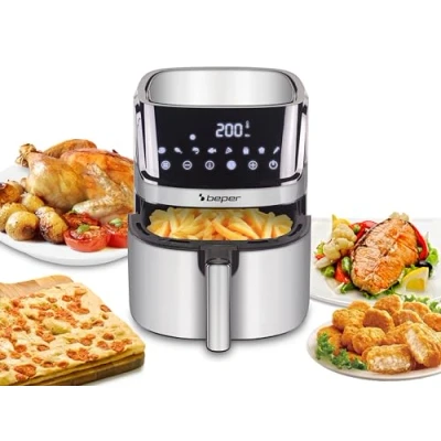 Immagine di BEPER P101FRI070 Friggitrice ad aria calda quadrata, digitale 7L, Friggi senza Oli, Display Touch, 8 Programmi, Regolabile fino 200C, Timer 60 minuti, Spegnimento automatico, Acciaio
