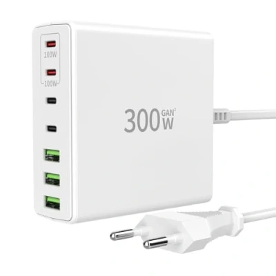 Immagine di FINIBO Caricatore USB C 300W: rapido multiplo a 7 porte con 4 e 3 A, Dual PD PPS per MacBook Pro/Air, iPad Sumsung