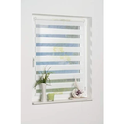 Immagine di K home Denia Tenda a rullo doppia, senza fori, 50 x 200 cm (larghezza lunghezza), colore: verde