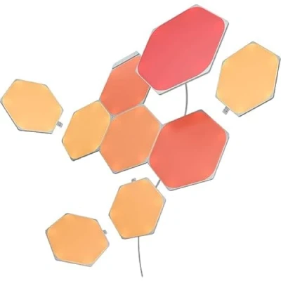 Immagine di Nanoleaf Shapes Hexagon Starter Kit, 9 Esagoni Luminosi Led RGBW Smart, Applique da Parete Interno Modulari, Luci 16M Colori WiFi, Funziona con Alexa, Sincronia Musica e Monitor, Deco Gaming
