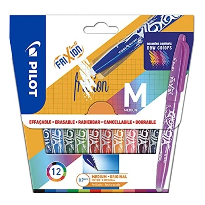 Immagine di PILOT Frixion Ball Penna a sfera cancellabile con inchiostro termosensibile roller ricaricabile in plastica riciclata 12 colori Punta media
