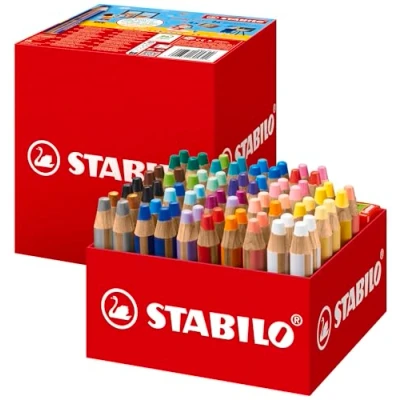 Immagine di Matita colorata Multi Funzione STABILO woody 3 in 1 School Box da 76 con 4 Temperini 24 Colori assortiti