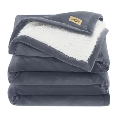 Immagine di UGG 23854 Bliss Sherpa Coperta completamente reversibile per divano o letto, lavabile in lavatrice, facile da pulire, morbida peluche di lusso oversize 177 x 127 cm, Imperial