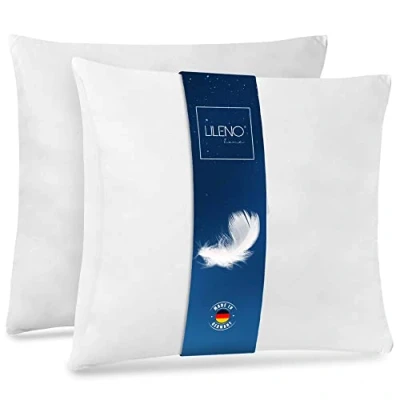 Immagine di Lileno Home Set da 2 cuscini in piuma, 45 x cm, per dormire, letto perfetti chi soffre di allergie e bambini, ciascuno con imbottitura piuma 450 g