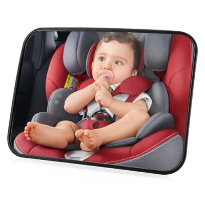 Immagine di NEUTYPECHIC Specchietto Retrovisore Bambini, Specchio Auto Neonato Sedile Posteriore 100% Infrangibile, Grande con Ampia Visuale Chiara, Accessori Neonato, Nero