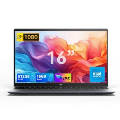 Immagine di ACEMAGIC PC Portatile 16 Pollici,16GB DDR4 RAM 512GB SSD(espansione 2TB),N97(fino a 3,60 Ghz),1900 * 1200 IPS Full HD Notebook,WiFi,BT5.0,Type_C,USB3.2,HDMI,Computer Ufficio Home(Grigio)