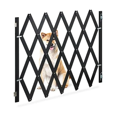 Immagine di Relaxdays Cancelletto di Sicurezza per Cani, Recinzione Allungabile Fino a 140 cm, Alto 87 97 in bambù, Nero
