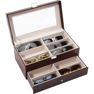 Immagine di ProCase Porta Occhiali da Sole con 12 Scomparti Portaocchiali Custodia Multiplo Espositore per Donna Uomo, Casa