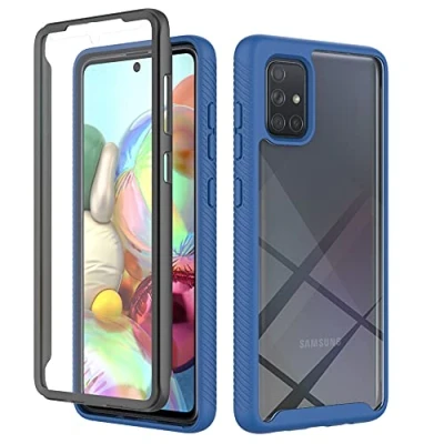 Immagine di XINNI Cover per Samsung Galaxy A71 4G, Protezione Schermo Integrata 360 Gradi Antiurto Custodia, Rugged Doppia Faccia Bumper Trasparente Full Guscio Fronte Retro Case, Blu Scuro