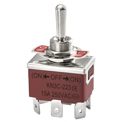 Immagine di Heschen interruttore a levetta in metallo DPDT momentaneo (ON)/OFF/(ON) 3 posizioni 15A 250VAC 6 terminale scheda CE