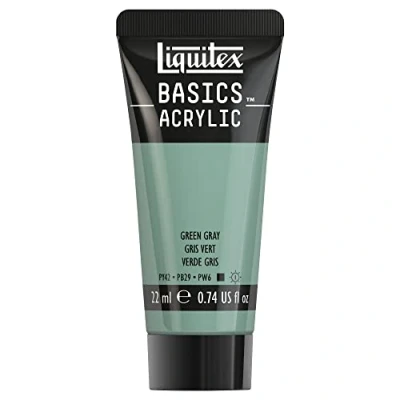 Immagine di LIQUITEX 8870509​ Basics, Pittura Acrilica, Pigmenti per Artisti Monopigmentati, Resistente alla Luce, Durevole nel Tempo, Finitura Satinata, Tubetti da 22 ml, Verde Grigio