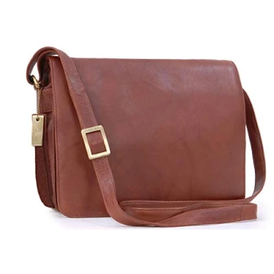 Immagine di VISCONTI Vera Pelle Borsa organiser/Unisex/Borsa Messenger a Tracolla con una cinghia per Lavoro/iPad/Tablet/Borse Tracolla/Borse Spalla 754 Tess MARRONE