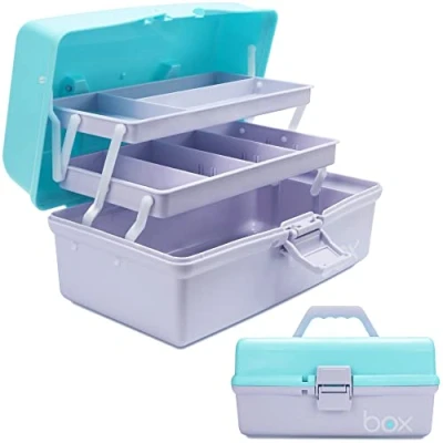Immagine di Creahaus scatola portaoggetti multiuso da 30,5 cm, organizer, cassette degli attrezzi, valigetta per arti e bricolage, cucito, medica, cassetta di pronto soccorso (blu viola)