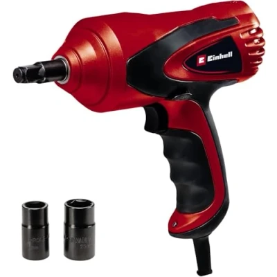 Immagine di Einhell Avvitatore ad impulsi per veicoli CC HS 12/2 (12 V, coppia max. 350 Nm, livella integrata, luce LED, incl. 2 prese con 17/19 e 21/23 mm), presa automobilistica
