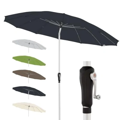 Immagine di Doppler Ombrellone in Alluminio I da Giardino con Funzione di manovella Ideale per e Balcone 250 cm Inclinazione Versatile Design Orientale