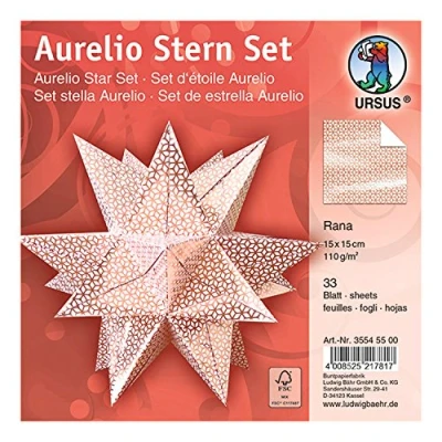 Immagine di Ursus 35545500 Fogli Trasparenti Pieghevoli Stella Rana, 15 x cm, Oro Rosa