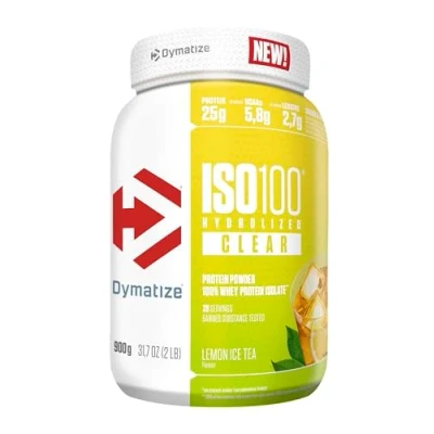 Immagine di Dymatize ISO 100 Hydrolyzed Clear Lemon Ice Tea 900g Proteine ​​del siero di latte chiare in polvere idrolizzate e isolate