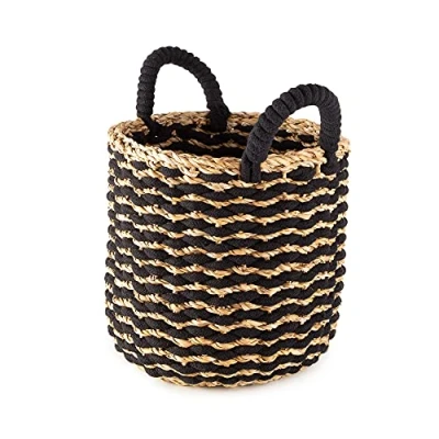 Immagine di Compactor Flora RAN10562 Cesto portaoggetti in alghe marine, misura media, diametro 25 x cm, nero/marrone