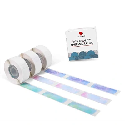 Immagine di carta termica D30, compatibile con Phomemo D30 Starry Sky, etichetta autoadesiva, per la stampa di immagini/codice 1D, testo/simboli/prezzo/ecc, 12 x 40 mm, 3 rotoli