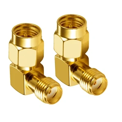 Immagine di Vecys Adattatore SMA Maschio Femmina Ad Angolo Retto 90 4G per Cavo Coassiale RF Scheda PCI 2G 3G Router Antenna WiFi Rete Wireless (2 pezzi)
