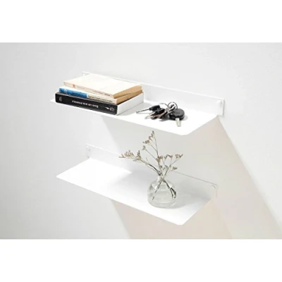 Immagine di TEEbooks TEELINE45x2 BLANC Set di 2 mensole da Muro Teeline, Acciaio Inox, Bianco, 45 x 15 5 cm, unità