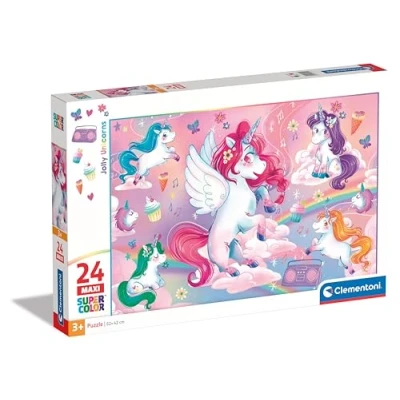 Immagine di Clementoni Supercolor Jolly Unicorns 24 Maxi Pezzi Bambini 3 Anni, Puzzle Unicorni, Illustrazione, Made in Italy, Multicolore, 28525