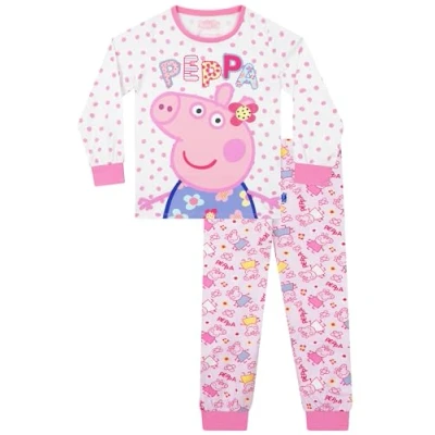 Immagine di Peppa Pig Pigiama Bambina Pijama Bambini Lungo Pigiamone a Fiori Bimba Multicolore 6 7 Anni