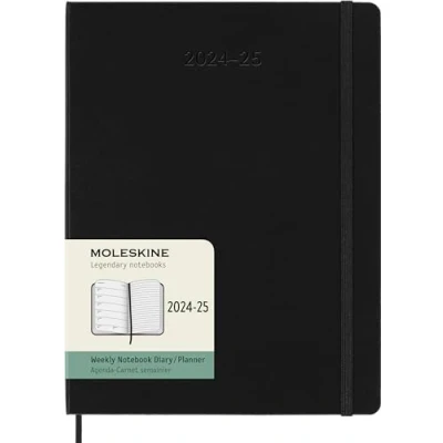Immagine di Moleskine Weekly Planner 2024 2025, Agenda Settimanale 18 Mesi 2025 Con Spazio Per Note, Copertina Rigida e Chiusura Elastica, Formato Extra Large 19 x 25 cm, Colore Nero