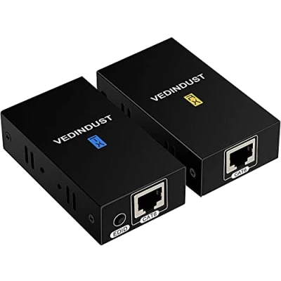 Immagine di VEDINDUST HDMI Extender Over Ethernet 196FT/60m Trasmettitore e Ricevitore su Cavo di Rete Cat5e/6/7/8 1080P Supporto EDID