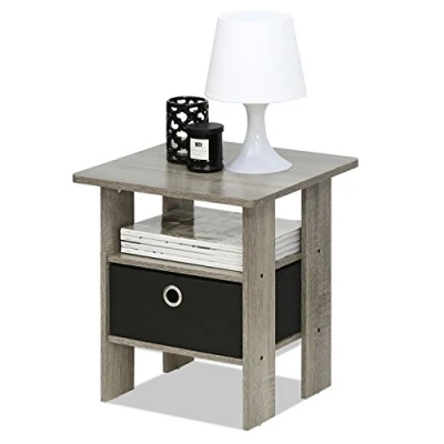 Immagine di Furinno Andrey tavolino comodino con cassetto portaoggetti, Rovere Francese/Nero