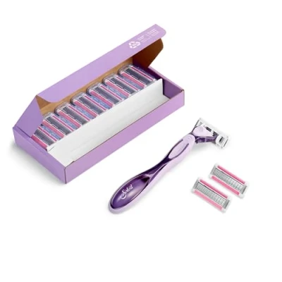 Immagine di Rasoio da donna BIC Click 5 Soleil con lame, testina snodabile strisca emolliente e testine di ricambio Pacco 1+10