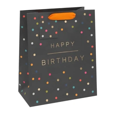 Immagine di Glick Sacchetto regalo grande, con scritta in inglese &quot;Think of Me Happy Birthday&quot;, 260 x 315 135 mm, multicolore