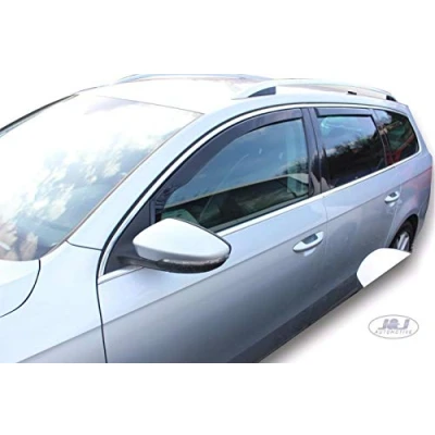 Immagine di J&amp;J Automotive Deflettori D&#039;Aria Antiturbo Per Passat B6 / B7 5 Porte SW Wagon 2005 2014, Set di 4 Pz, Nero, Antivento, Antipioggia, Fume&#039; Oscurati