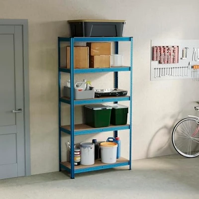 Immagine di Home Vida Scaffale a 5 Ripiani, Resistente, per Cucina, Garage, capacità 875 kg, Colore: Blu, Legno ingegnerizzato, H 150 x W 70 D 30 Cm approx