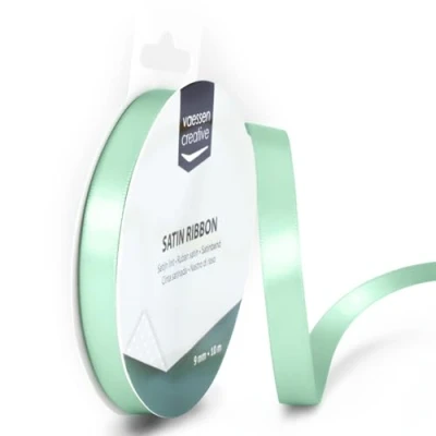 Immagine di Iris Ohyama Ribbon Lyon Wired Nastro di Raso, Verde (Pastello), 9 mm x 10 m, unità